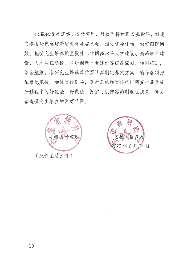 2021MPAcc院校信息:安徽省关于提升研究生培养质量的若干意见